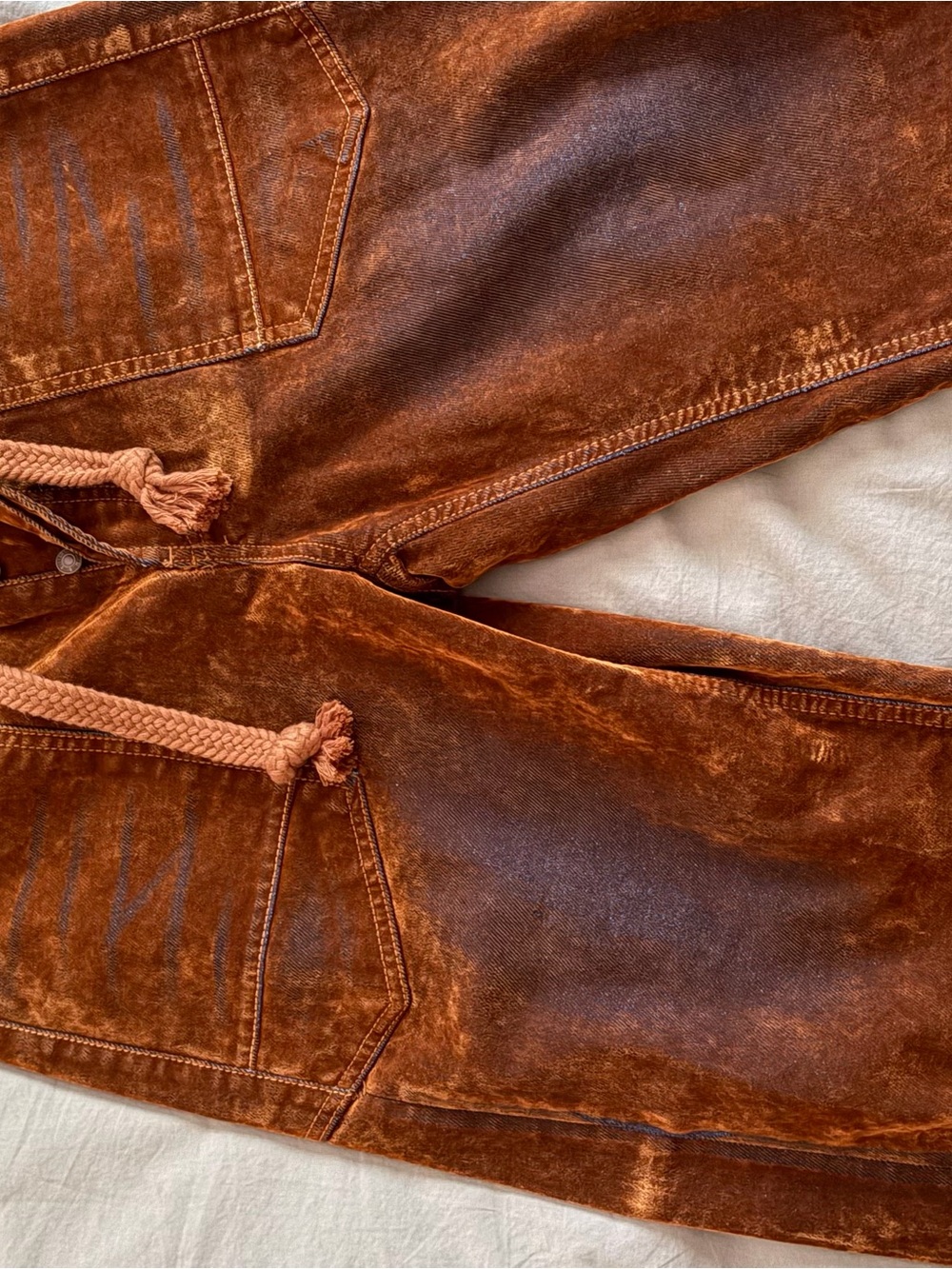 Free people Rust Velvet moxie Pants with Drawstring - Picture 1 of 3